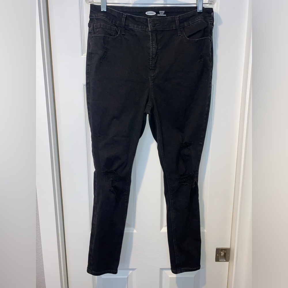 Old Navy Super Skinny High Rise Distressed Black Jean
